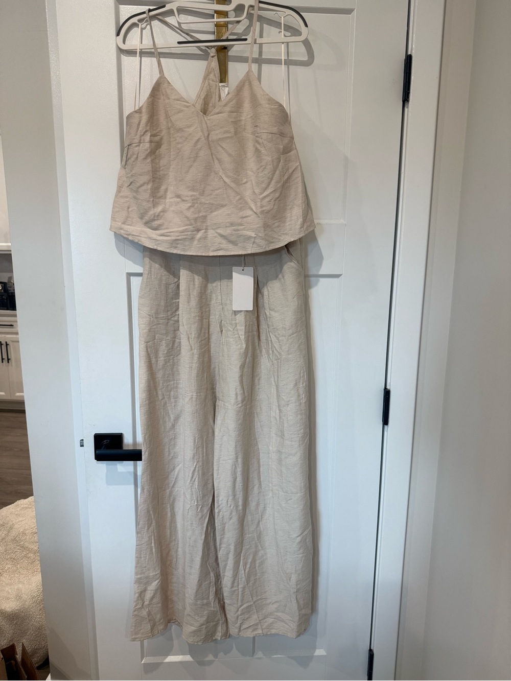 Light Beige Wide-Leg 2 piece outfit with Spaghetti Straps